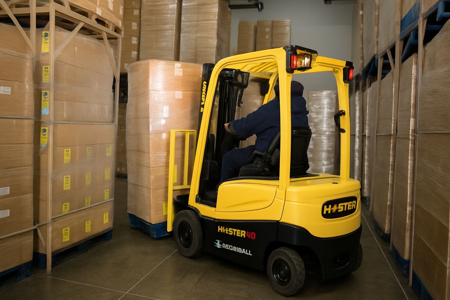 Montacargas en bodega refrigerada Sarcofrío